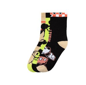 Chlapčenské ponožky, 3 páry (23/26, Mickey Mouse/zelená/čierna/béžová)