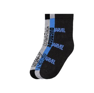 Chlapčenské ponožky, 3 páry (23/26, Marvel/modrá/sivá/čierna)