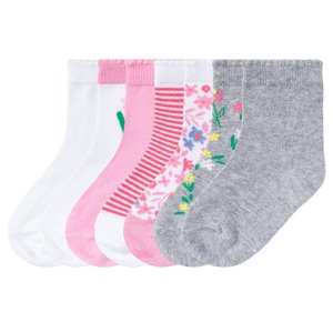 lupilu® Dievčenské ponožky, 7 párov (23/26, kvety/ružová/sivá/biela)