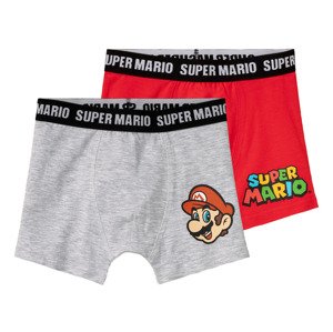 Nintendo Super Mario Chlapčenské boxerky Super Mario, 2 kusy (134/140, sivá/červená)