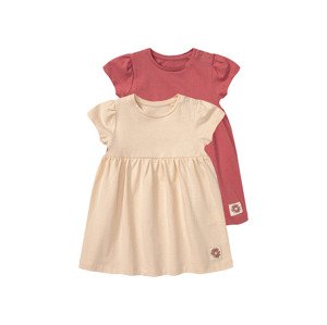 lupilu® Dievčenské šaty pre bábätká s BIO bavlnou, 2 kusy (62/68, koralová/marhuľová)