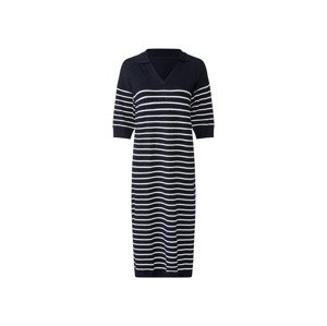 esmara® Dámske midi šaty z jemného úpletu (XL (48/50), navy modrá/biela)