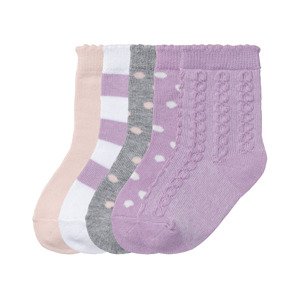 lupilu® Dievčenské ponožky, 5 párov (23/26, biela/fialová/ružová/sivá)
