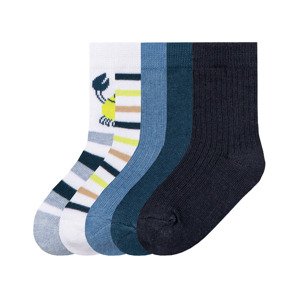 lupilu® Chlapčenské ponožky, 5 párov (19/22, biela/navy modrá)
