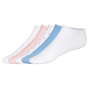 esmara® Dámske členkové ponožky, 5 párov (35/38, biela/modrá/ružová)