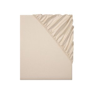 LIVARNO home Napínacia plachta z bavlneného saténu, 140 – 160 x 200 cm (béžová)