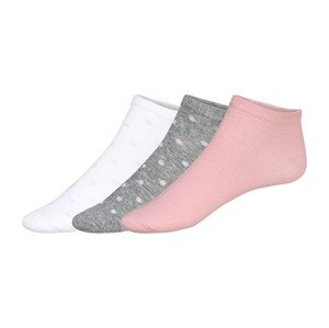 esmara® Dámske nízke ponožky, 3 páry (35/38, biela/bledoružová/sivá)