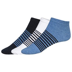 LIVERGY® Pánske nízke ponožky s BIO bavlnou, 3 páry (39/42, modrá/biela)