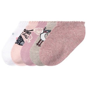 lupilu® Dievčenské ponožky, 5 párov (19/22, bledoružová/béžová/biela)
