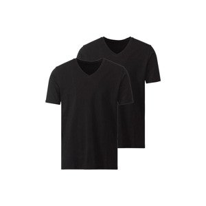MEXX Pánske spodné tričko Regular Fit, 2 kusy (M, čierna, výstrih v tvare „V“)