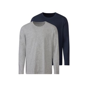LIVERGY® Pánske tričko s dlhým rukávom, 2 kusy (XL (56/58), bledosivá/tmavomodrá)