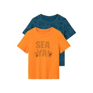 lupilu® Chlapčenské bavlnené tričko, 2 kusy (98/104, oranžová/petrolejová)