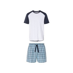 LIVERGY® Pánske krátke pyžamo s BIO bavlnou (XL (56/58), biela/modrá)