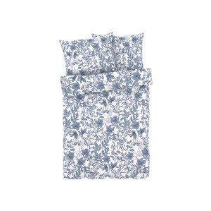 LIVARNO home Posteľná bielizeň z bavlneného saténu, 200 x 220 cm (modrá/biela)
