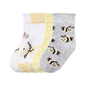 lupilu® Dievčenské ponožky pre bábätká, 5 párov (11/14, biela/žltá/zelená/sivá)
