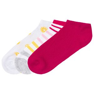 pepperts!® Dievčenské členkové ponožky. 3 páry (31/34, pruhy/biela/ružová )