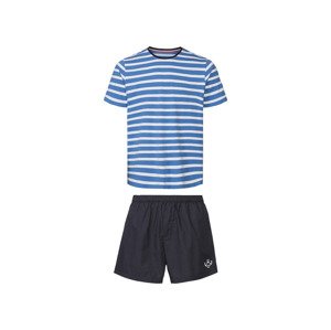 LIVERGY® Pánske krátke pyžamo (S (44/46), pruhy/modrá/navy modrá)