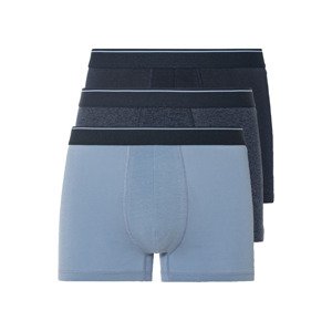 LIVERGY® Pánske bavlnené boxerky, 3 kusy (XL, námornícka modrá/modrá)