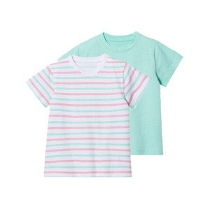 lupilu® Dievčenské tričko, 2 kusy (98/104, vzor/biela/mentolová)