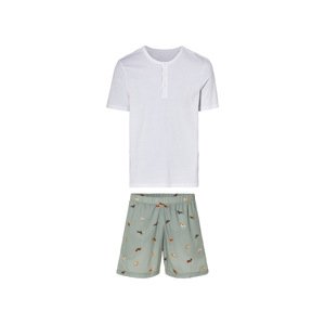 LIVERGY® Pánske krátke pyžamo (M (48/50), biela/zelená)
