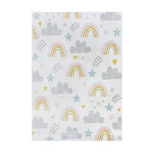 Detský kusový koberec Hanse Home Adventures 105956 Rainbow Clouds Cream 120x170 cm