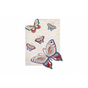 Koberec TOYS 75326 Motýle - krém / červený, fuksia