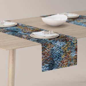 Dekoria Štóla na stôl, modro-oranžová, 40 x 130 cm, Intenso Premium, 144-37
