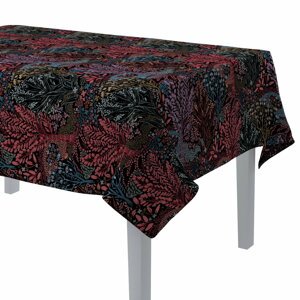 Dekoria Obrus na stôl obdĺžnikový, farebný kvetinový motív na čiernom pozadí, Intenso Premium, 144-26